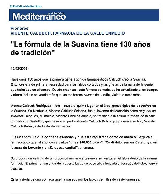 La fórmula de la Suavina tiene 130 años de tradición - El Periódico Mediterráneo